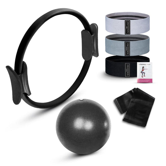 facity Pilates Kit for Home Workout – Pilates Ring Set with Mini Ball, Pilates Ring, Resistance Bands Set & Booty Bands, Essentials Kit for Women Workout Equipment for Home Pilates Workout Kit