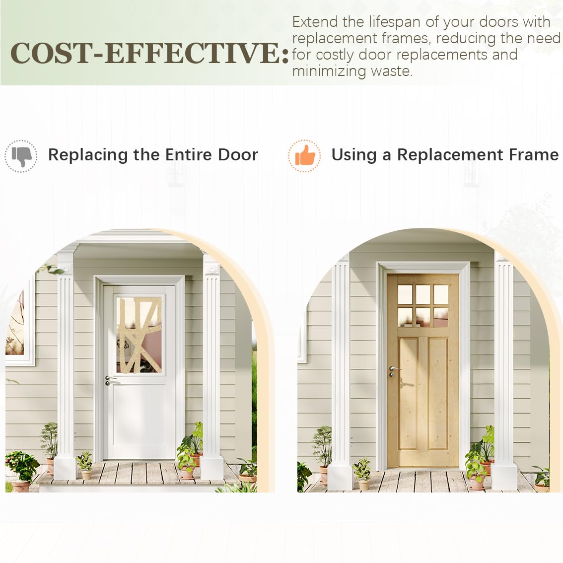 Lakenyon Entry Door, 30" x 80", 6-Panel Clear Glass Front Door, Solid Wood & MDF Exterior Doors, Waterproof Primed, Easy DIY Install-Pine