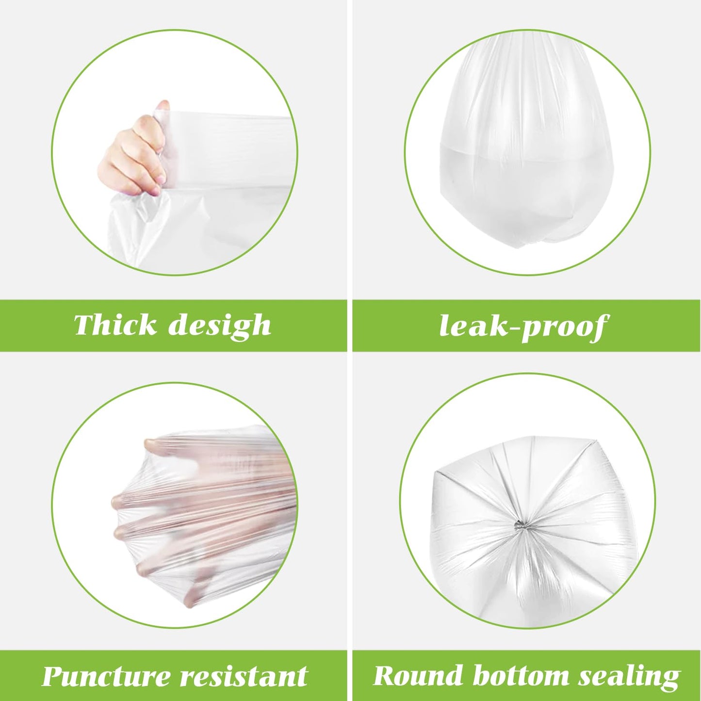 3 Gallon 170 Counts Small Trash Bags 3 Gallon 3.1 Gallon 3.2 Gallon fit 10 liter Garbage Bags by Teivio, Waste Basket Bags,Bathroom Trash Can Bin Liners, Plastic Bags for home office kitchen, Clear