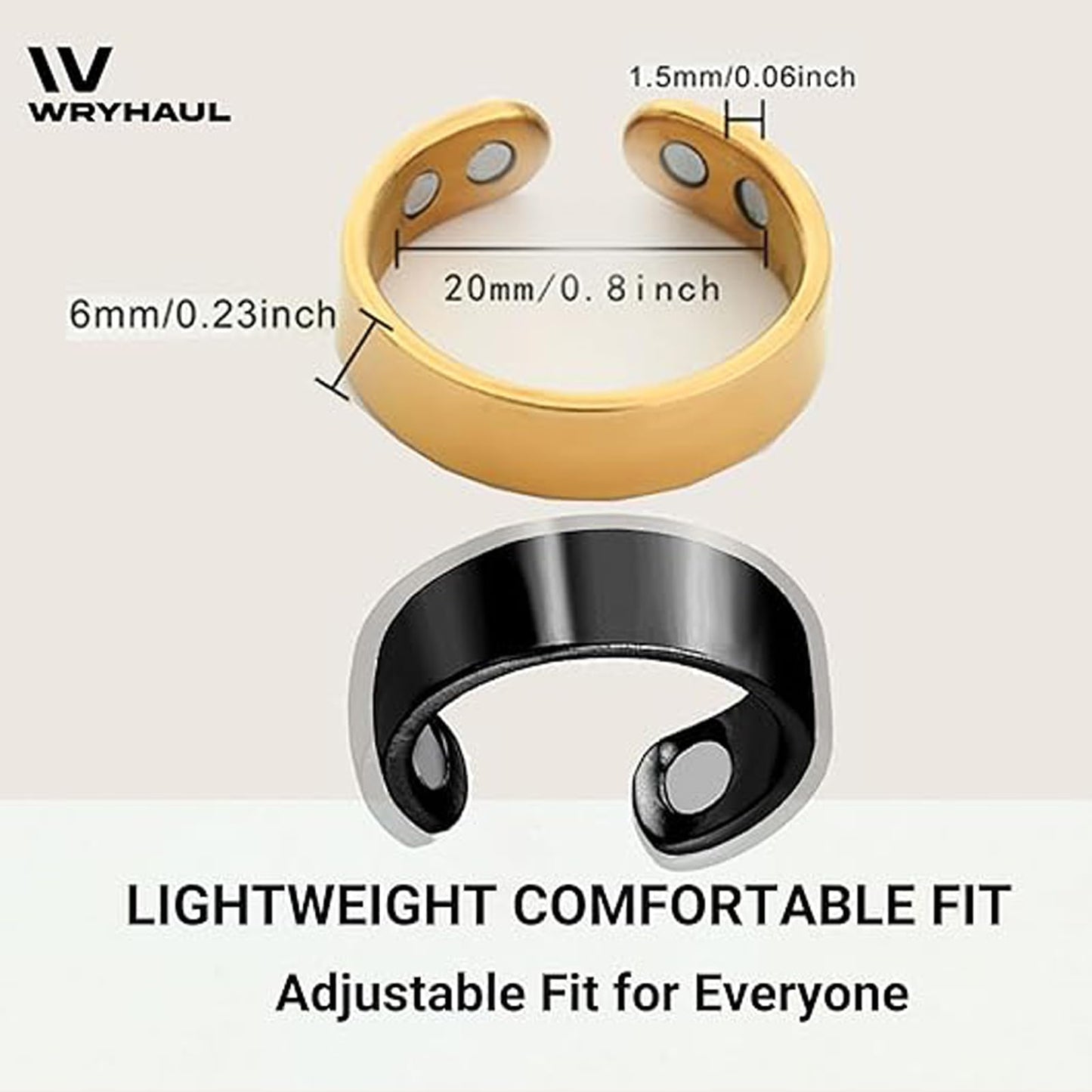 Wryhaul Vayro Magnetic Ring for Women and Men, Vayro Adjustable Open Lightweight Water-Resistant Vitality Rings (4PCS-B)