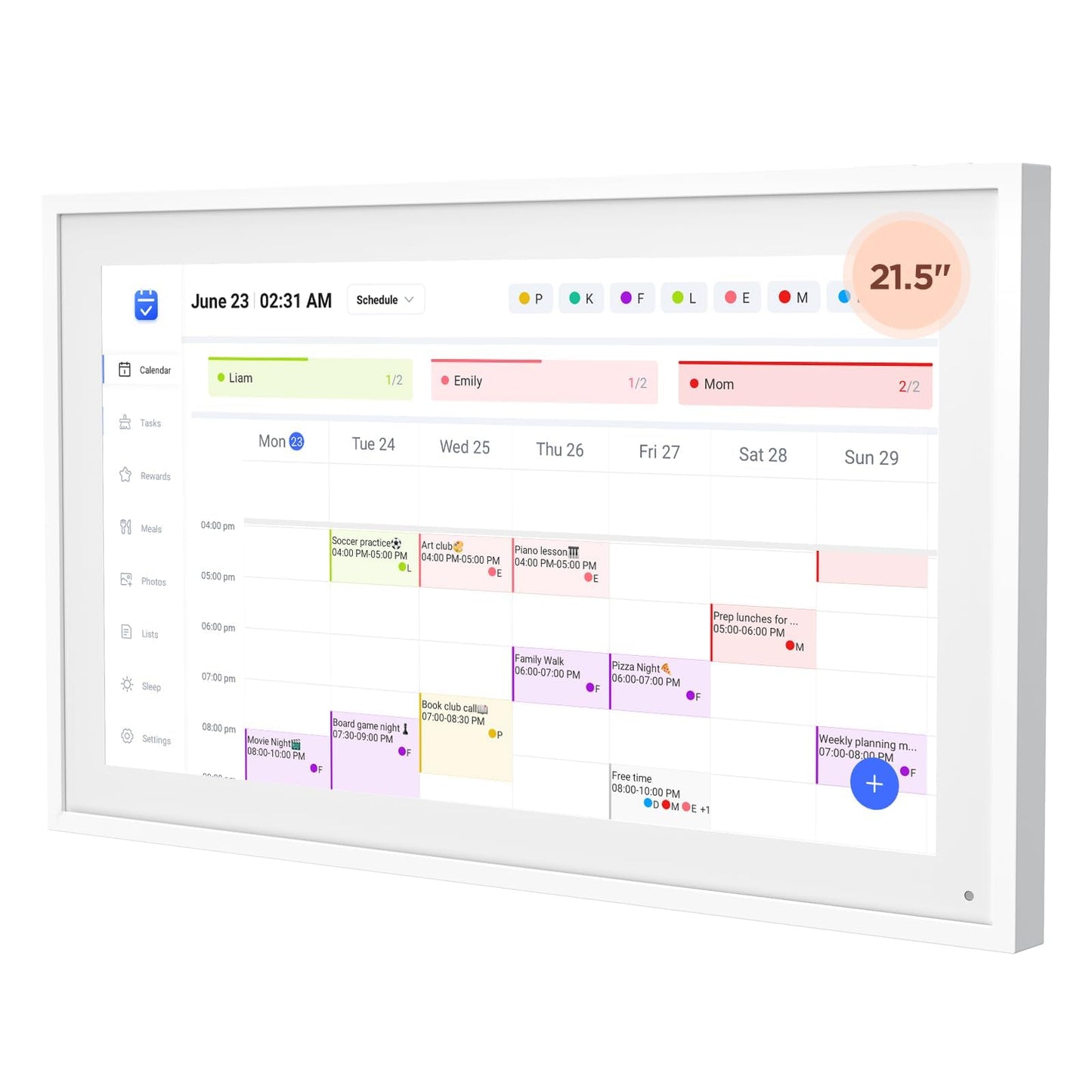 21.5 Inch Smart Digital Calendar, Wall Electronic Calendar, 1920 * 1080 IPS Full HD Touch Screen Display for Family Meal Planner Support - Streamline Household Organization, Gifts for Women, Mom