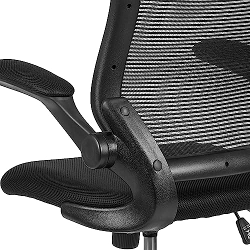 Flash Furniture Kale Mid-Back Swivel Office Chair with Adjustable Foot Ring, Lumbar Support, and Seat Height, Ergonomic Mesh Executive Chair, Black