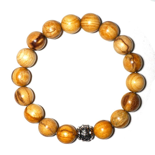 TaHLga 10MM Palo Santo Bracelet with Sterling Silver for Women Men | Beautiful Fragrance | Healing Spiritual Jewelry for Reiki Yoga Deep Meditation