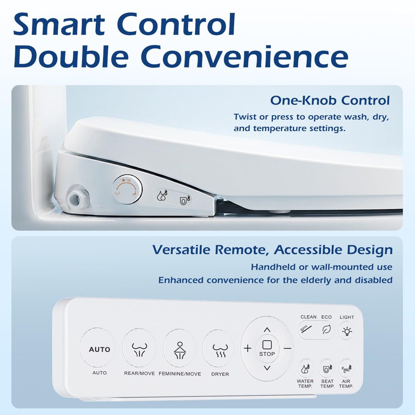 GAICOM Bidet Toilet Seat Elongated, Electric Smart Heated Toilet Seat with Instant Warm Water & Dryer, Multiple Cleaning Modes, Remote Control, Self-Clean Nozzle, Soft Closed Toilet Lid, Night Light