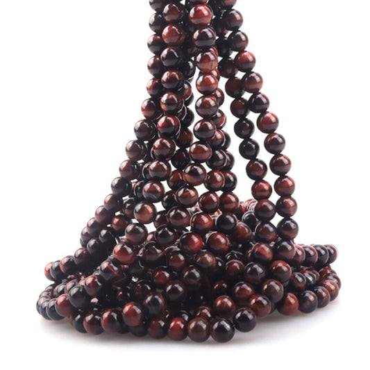 ICAI Beads 10mm Natural Red Tiger Eye Gemstone Round Loose Stone Beads for Jewelry Making DIY Crafts Design 1 Strand 15" APPR.34-36pcs