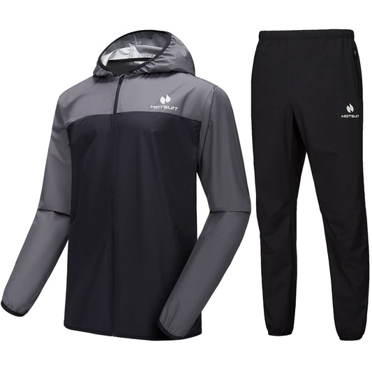 HOTSUIT Sauna Suit for Men Weight Loss Sweat Suits Gym Workout Exercise Sauna Jacket Pant Full Body, Gray, XL