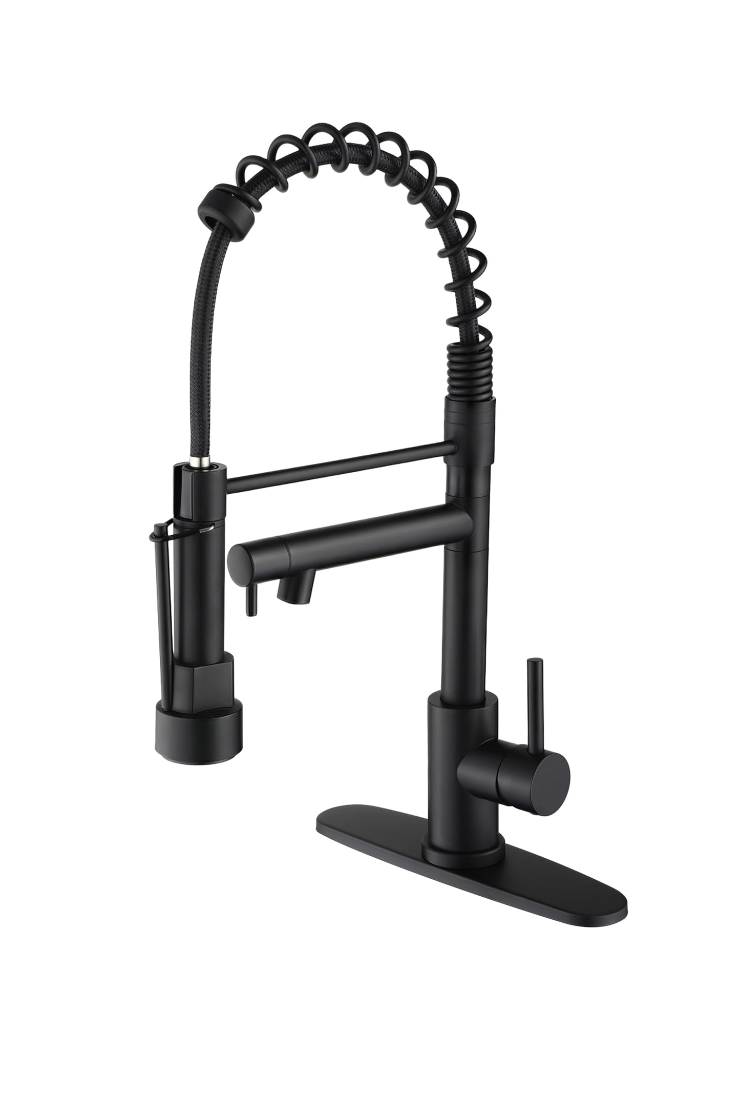 Wicbim Kitchen Sink Faucet with Pull Down Sprayer Contemporary Stainless Steel Single Handle Spring Kitchen Faucets Double-Headed with Deck Plate
