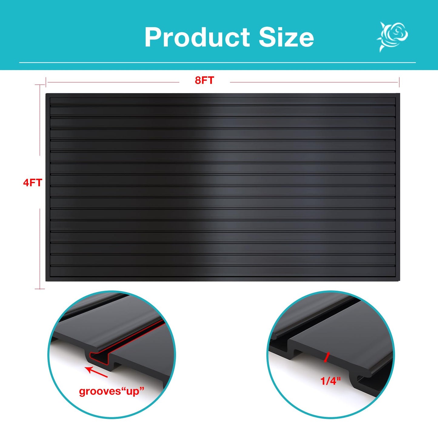 NeatiEase Slatwall Panel Wall Storage Systems, 4 x 8ft Slat Wall Paneling Garage Wall Organizer, Heavy Duty Wall Mounted PVC Wall Rack (Black)