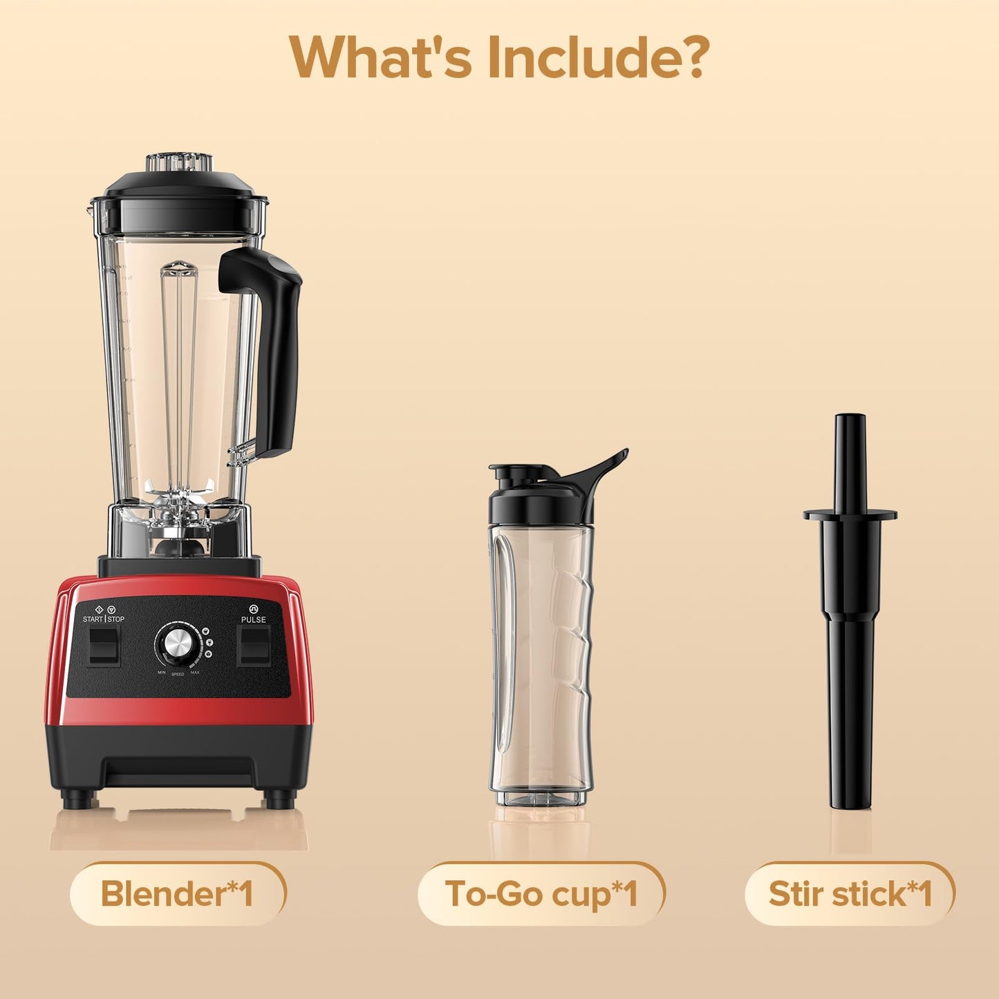 Blenders for Kitchen, Large Capacity, Professional Blender for Smoothies, BPA-Free, for Ice Crush, Frozen Drinks with 68Oz. Pitcher and 20Oz. To-go Cup, Red
