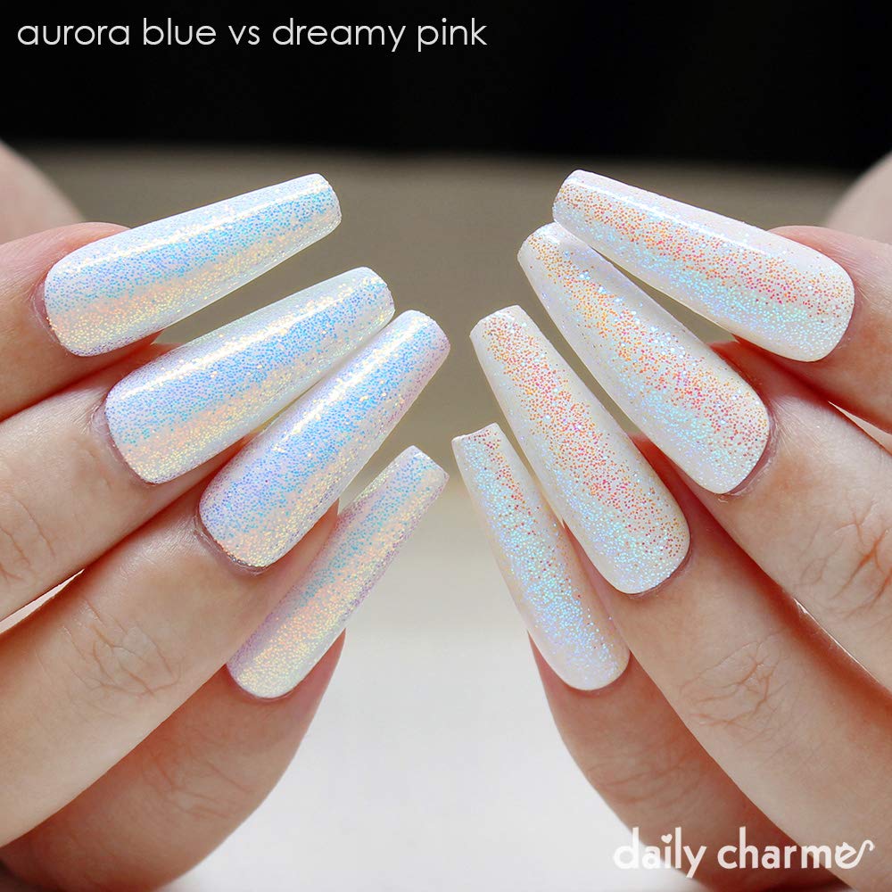 Daily Charme Aurora Fairy Glitter Dust 4g, Magic Iridescent Nail Art Glitter Decoration, Ultra Sparkly Mermaid Nail Glitter, Home DIY/Nail Salon Manicure (0.008 Glitter Dust, Aurora)
