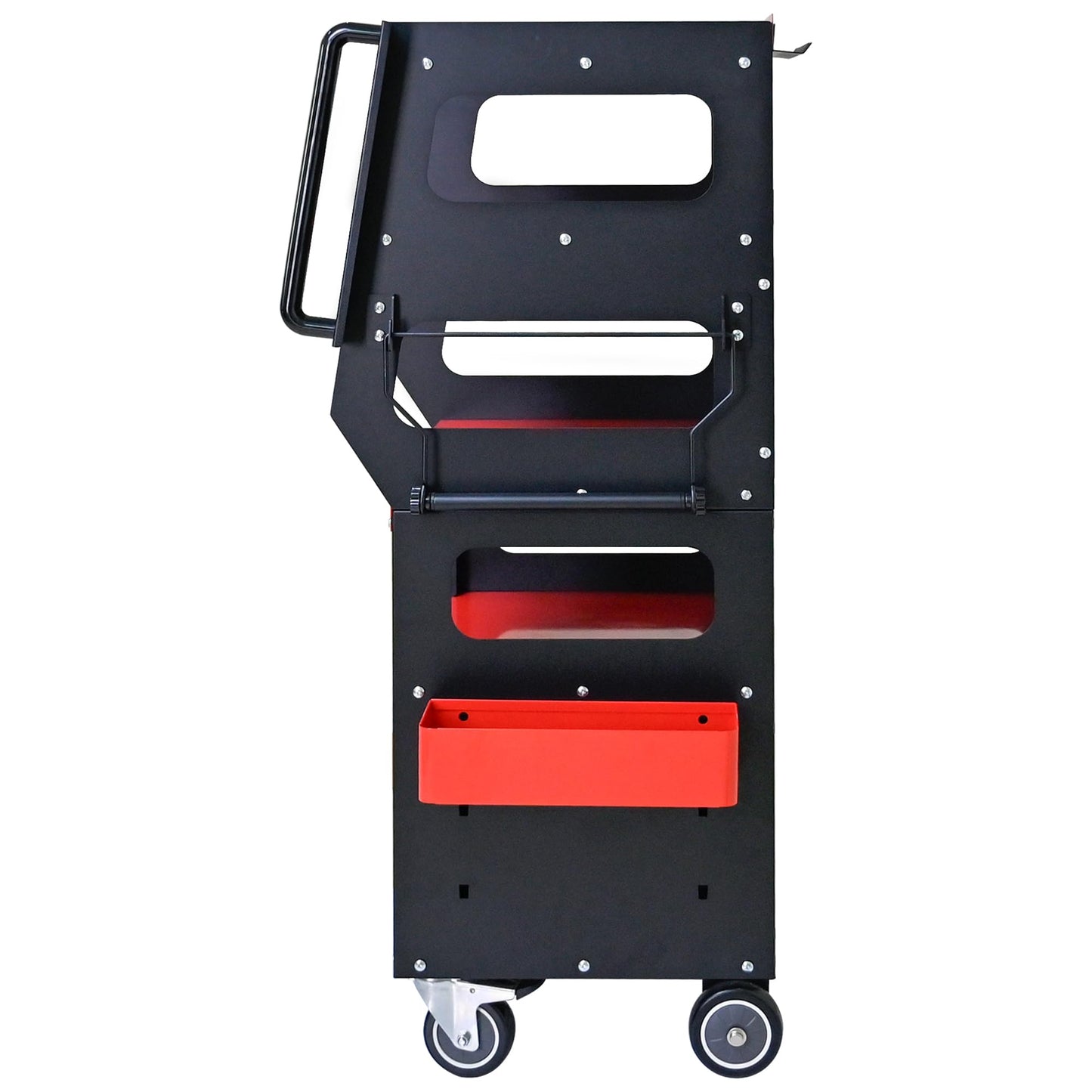 Professional 4-Tier Rolling Tool Cart with Locking Cabinet, Heavy-Duty Steel Detailing Cart for Mechanics, Mobile Garage & Workshop Storage