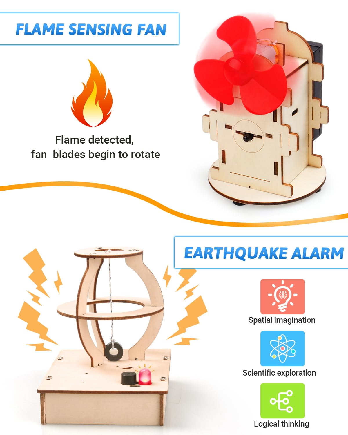 Poraxy STEM Kits for Kids Ages 8-10-12, 5 Set Wooden 3D Puzzles, Educational Science Experiment Building Projects Crafts, Toys for Ages 8-13, Birthday Gifts for Boys Girls 8 9 10 11 12 13 Years Old