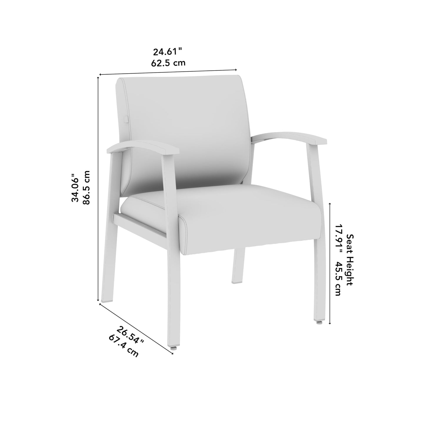 Bush Business Furniture Arrive Waiting Room Guest Chair with Arms in Black Vinyl, Reception Area Seating for Office and Lobby