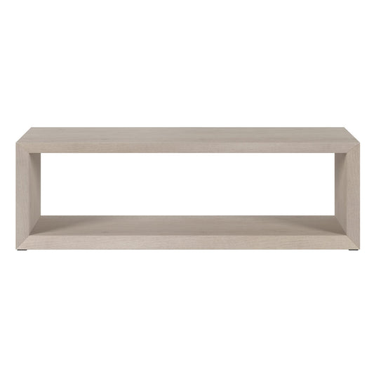Henn&Hart 58" Rectangular Coffee Table with Open Storage Shelf for Living Room, Family Room, or Office, Beech White