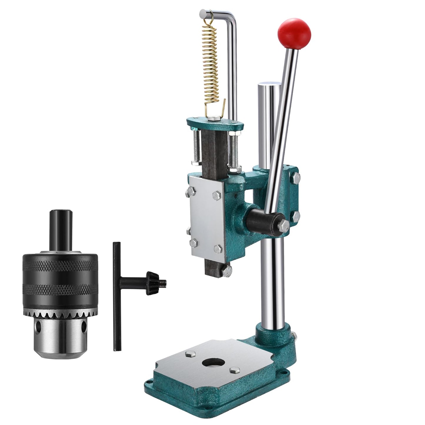 Soiiw Leather Hole Puncher Hand Punching Machine Heavy Duty Manual Press Puncher Punch Tools for DIY Leather Craft Punching Holes with 1.5-13mm Clamping Chuck