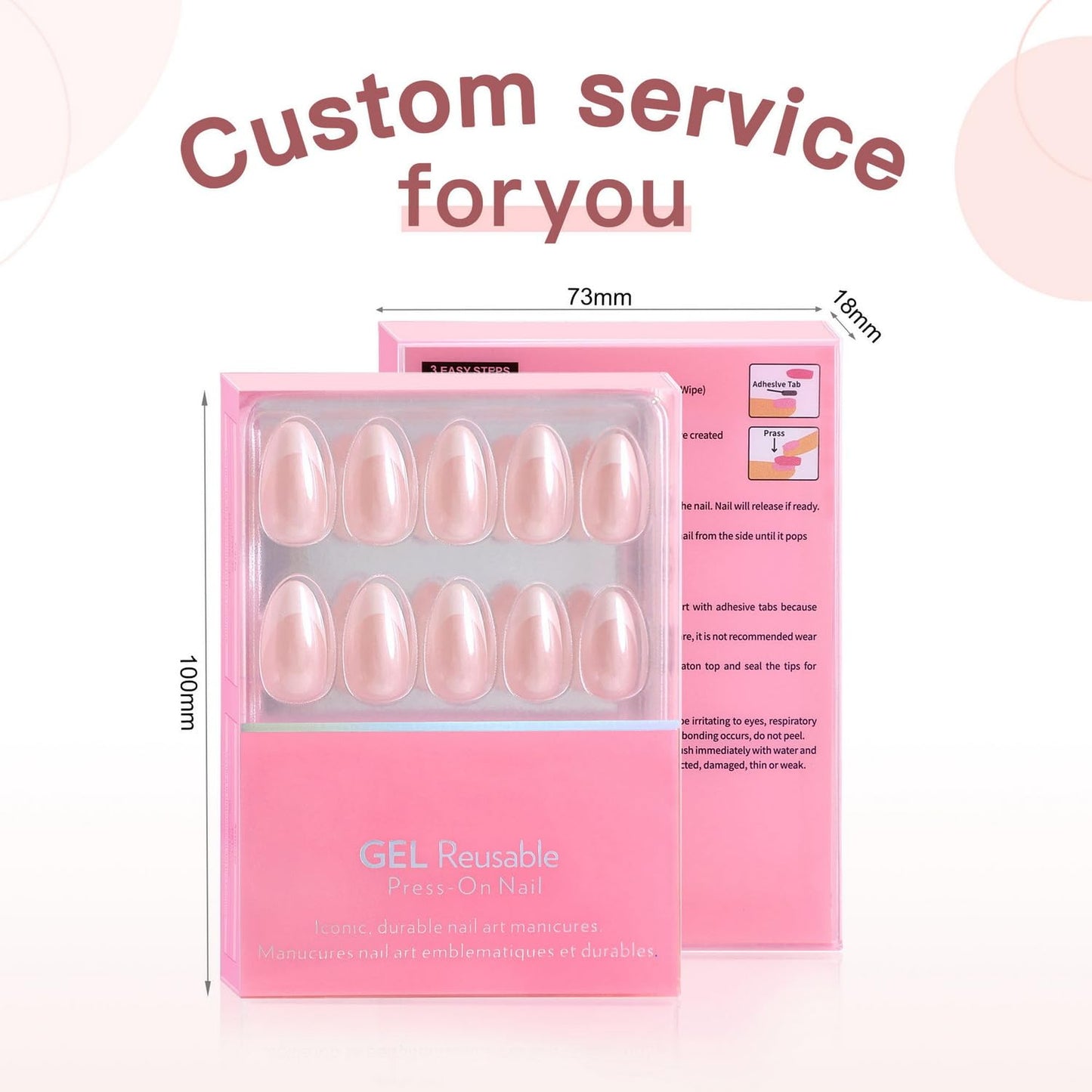 Short Square Press on Nails Luxurious Thickened False Nail with White Pink Gradient Designs Muti-Layer Gel Fake Nails Full Cover Stick on Nail Glossy Acrylic Nails for Women DIY Art 32 Pcs