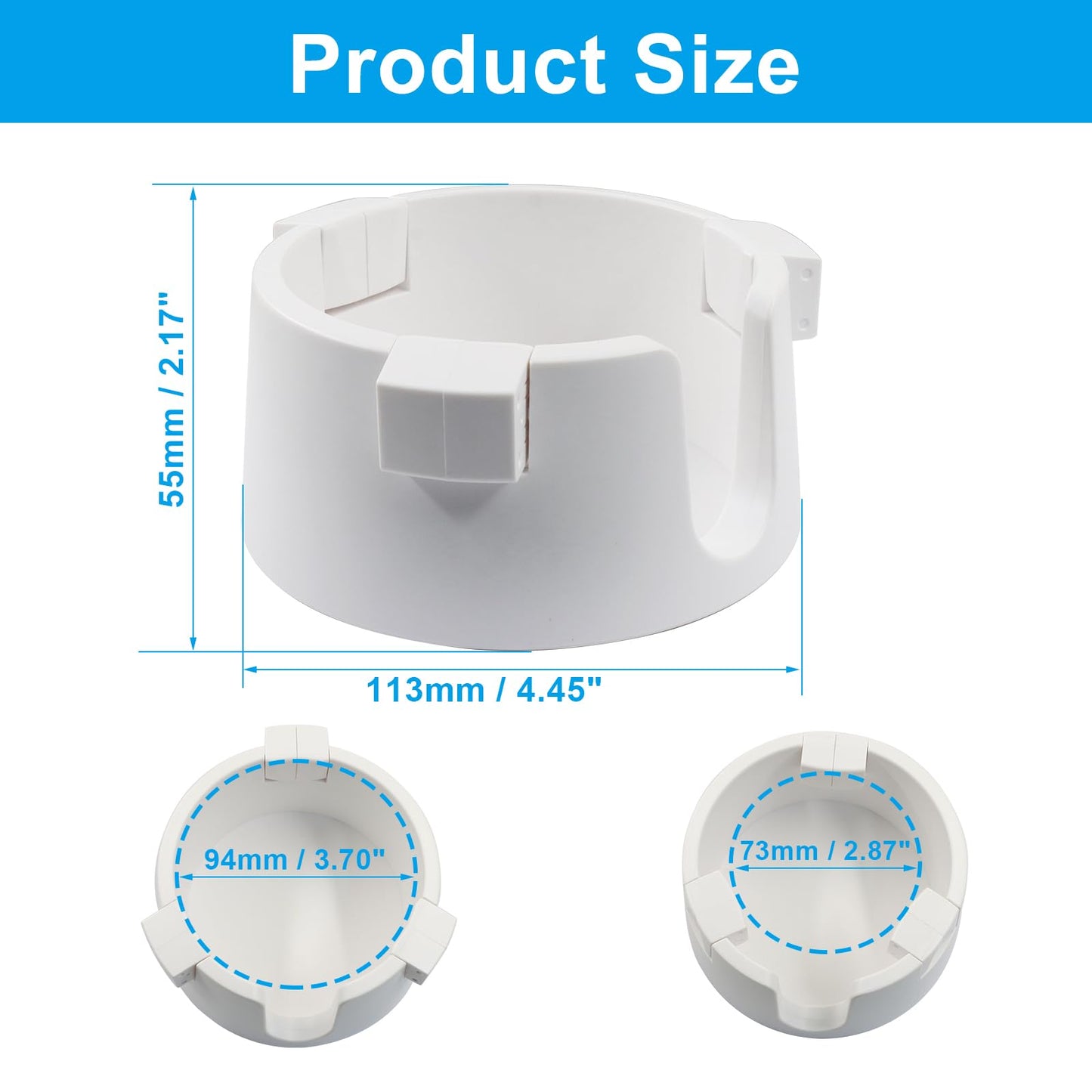 Bonsicoky 2 Pack Anti Spill Cup Holders, Adhesive Adjustable Drink Holder for Desk, Secure Non Tipping Coaster for Coffee Mugs and Cups, White Plastic Organizer for Office Home Desktop Table
