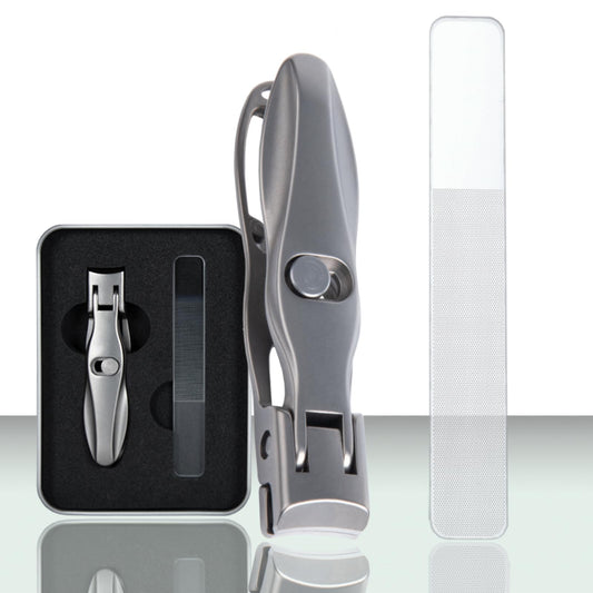 Guowall 2pcs Manicure Set Stainless Steel Nail Clipper and Nano-Glass Nail File Personal Beauty Care Tools with Metal Storage Box