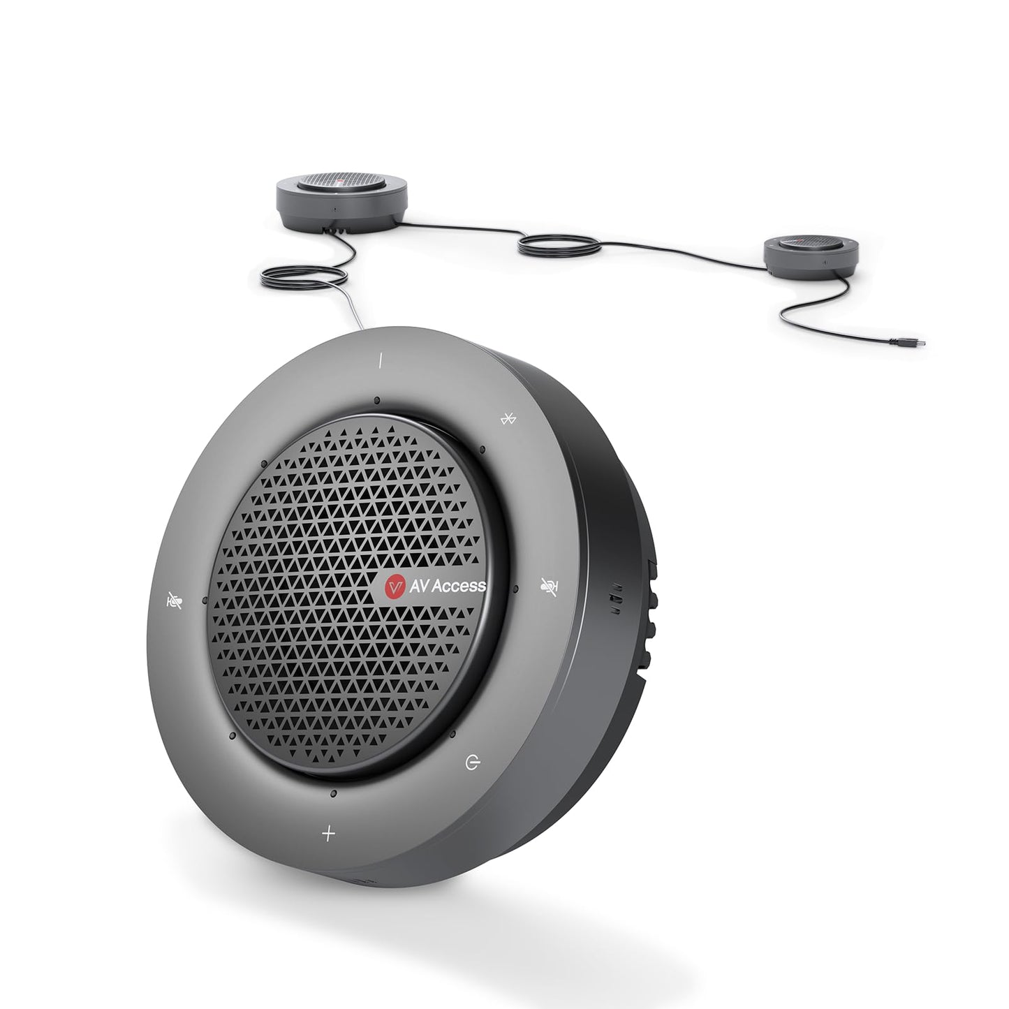 Conference Speakerphone, Daisy Chain up to 9 Speakerphones for 50 People, USB & Bluetooth Speaker with 4 Mics AI Noise Cancellation 360° Voice Pickup for Zoom,Teams,Conference Call Large Meeting Room