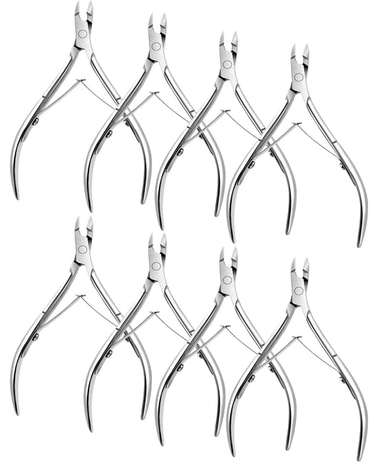 8 Packs Cuticle Trimmer Nippers Stainless Steel Cuticle Trimmer Cutter Pointed Blade Nail Cuticle Dead Skin Clipper Manicure Tool