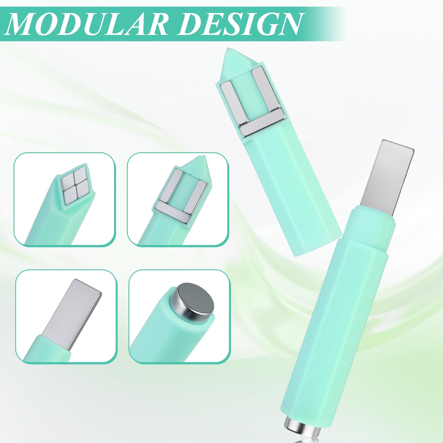 Plman 4 in 1 Cat Eye Nail Magnet, Multifunctional Cat Eye Gel Nail Polish Magnet, Beginner-friendly Cat Eye Magnet for Nail, Nail Magnet Tool for Nail Art DIY Home, Salon, Studio (4 in 1 Set-Green)