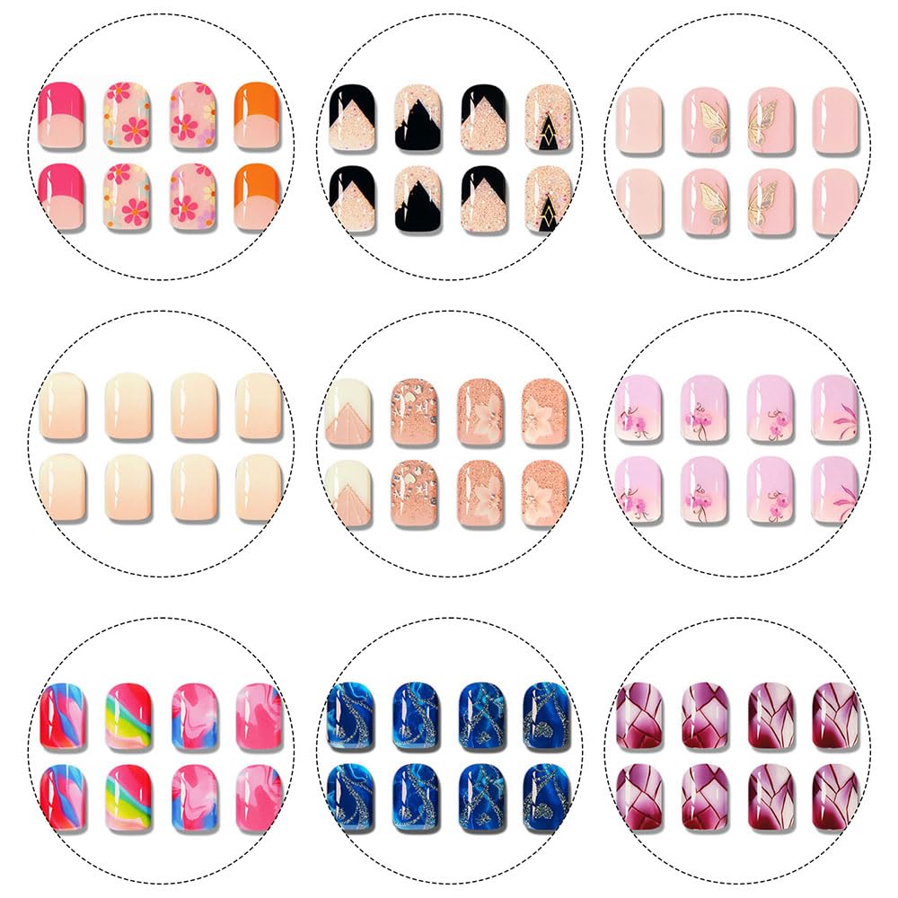 Semi Cured Gel Nail Strips with Red Broken Glass Pattern Designs Gel Nail Strips Glossy Stickers Salon Quality & Easy to Use for Women 20 Pcs