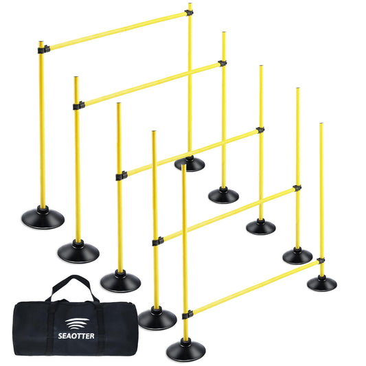 SEAOTTER Agility Hurdles 4FT Detachable Adjustable Sports Speed Training Hurdles with Rubber Base, Wickets Track and Field, Fitness Equipment for Plyometric, Soccer, Kids, Athletes, Physical Therapy
