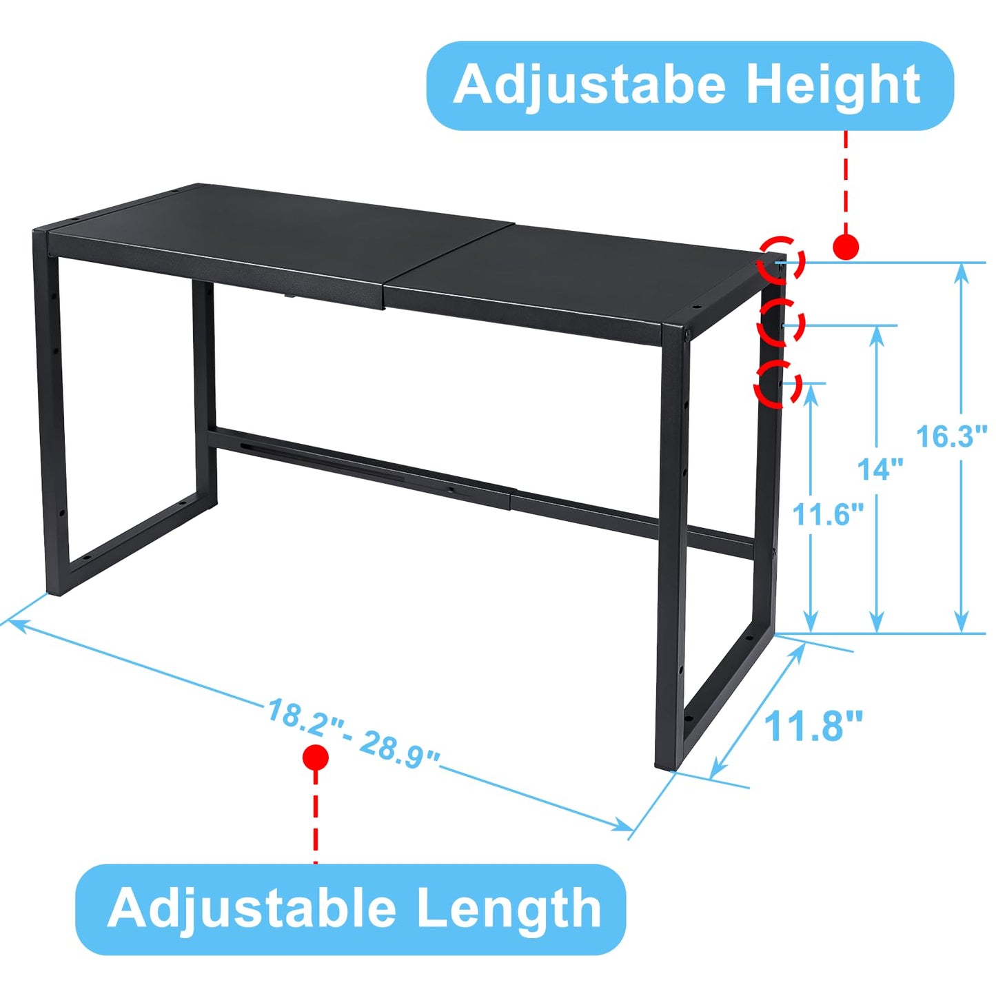 Expandable 110 LBS Heavy Duty Storage Shelves,Metal Shelving Unit for Pots Pans Microwave Small Appliance,Adjustable Storage Rack Shelf Organizer For Kitchen Garage Warehouse Cabinet Closet Pantry