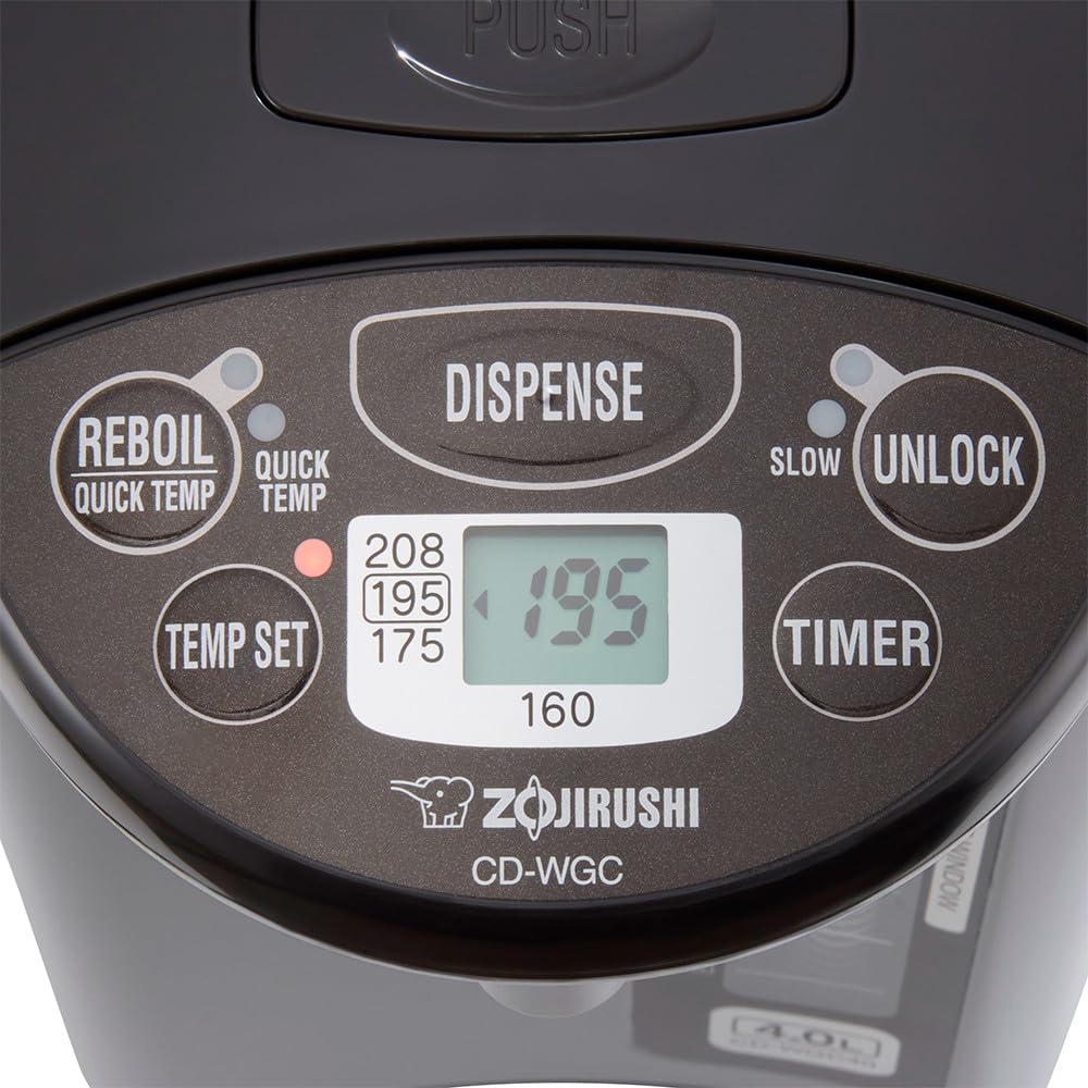 Zojirushi CD-WGC30TS Micom Water Boiler & Warmer 3.0 Liter, Silver Dark Brown, PFAS-free & BPA-free