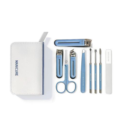 SIALANCI 9-in-1 Manicure and Pedicure Kit for Men & Women, Travel Nail Clipper Set with Stainless Steel Tools & Glass Nail File, Portable Grooming Kit in PU Leather Case, Personal Care Gift
