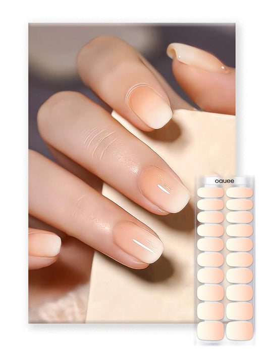 Oauee Semi Cured Gel Nail Strips | Built-In Gel Top Coat | UV Light Required | Salon Quality, Easy Application And Removal (Sunset Nectar)