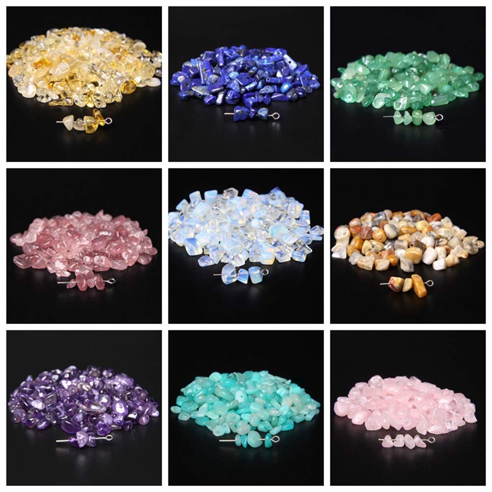 Natural Chip Stone Beads Citrine 5-8mm About 400 Pieces Irregular Gemstones Healing Crystal Loose Rocks Bead Hole Drilled DIY for Bracelet Jewelry Making Crafting (5-8mm, Citrine)