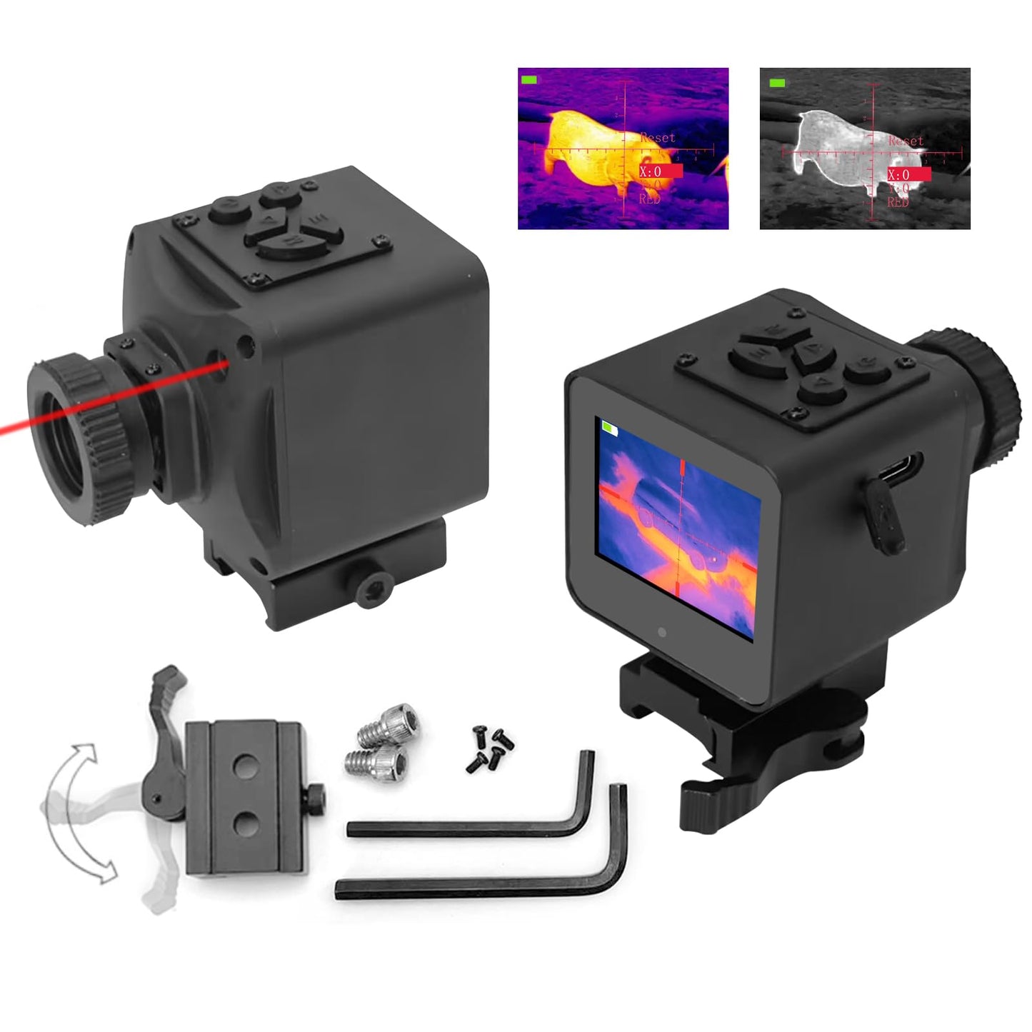 Thermal Imaging Night Vision Scope for Hunting – 320×240 Resolution Infrared Thermal Scope with Crosshair & Red Laser Aiming, Waterproof, 3X Zoom, Long Battery Life, Fits 21mm Rail