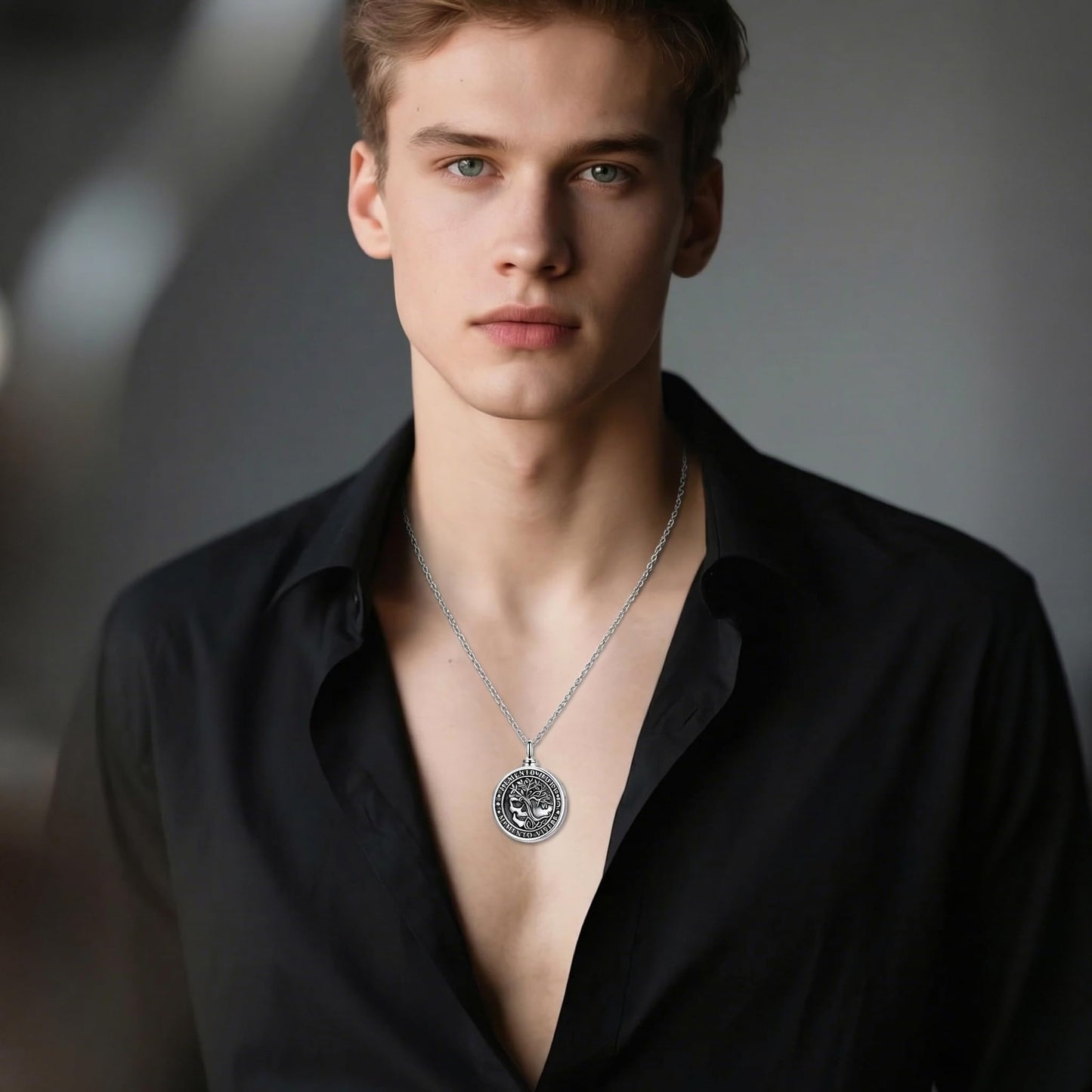 Memento Mori Urn Necklace for Ashes Gothic Skull Pendant Tree of Life Hourglass Cremation Memorial Jewelry Amulet Protection Necklace Gift for Men Women Him Her