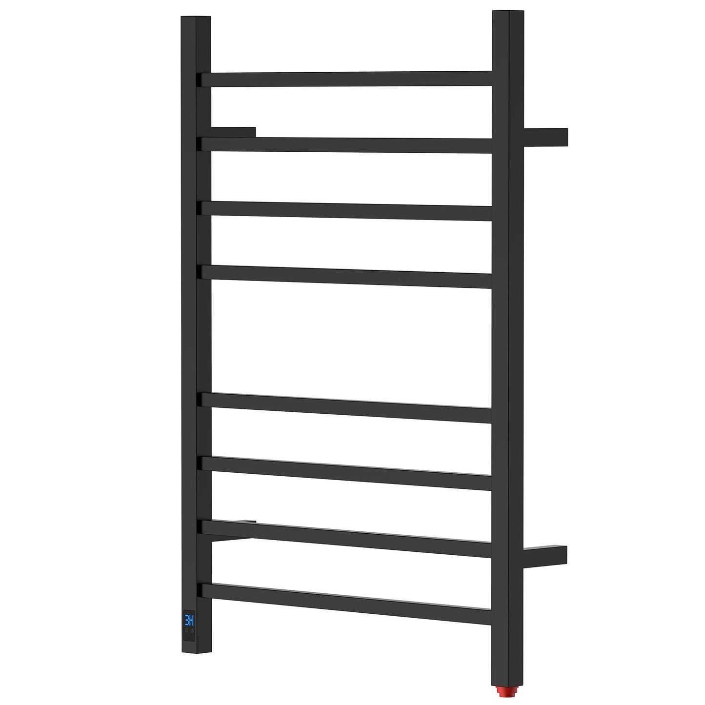 HEATGENE Towel Warmer with Timer and Temperature Control, Electric Towel Warmer with 8 Square Bars, Wall-Mounted Electric Towel Rack with 8 Square Bars, Plug-in/Hardwired Towel Rails - Matte Black