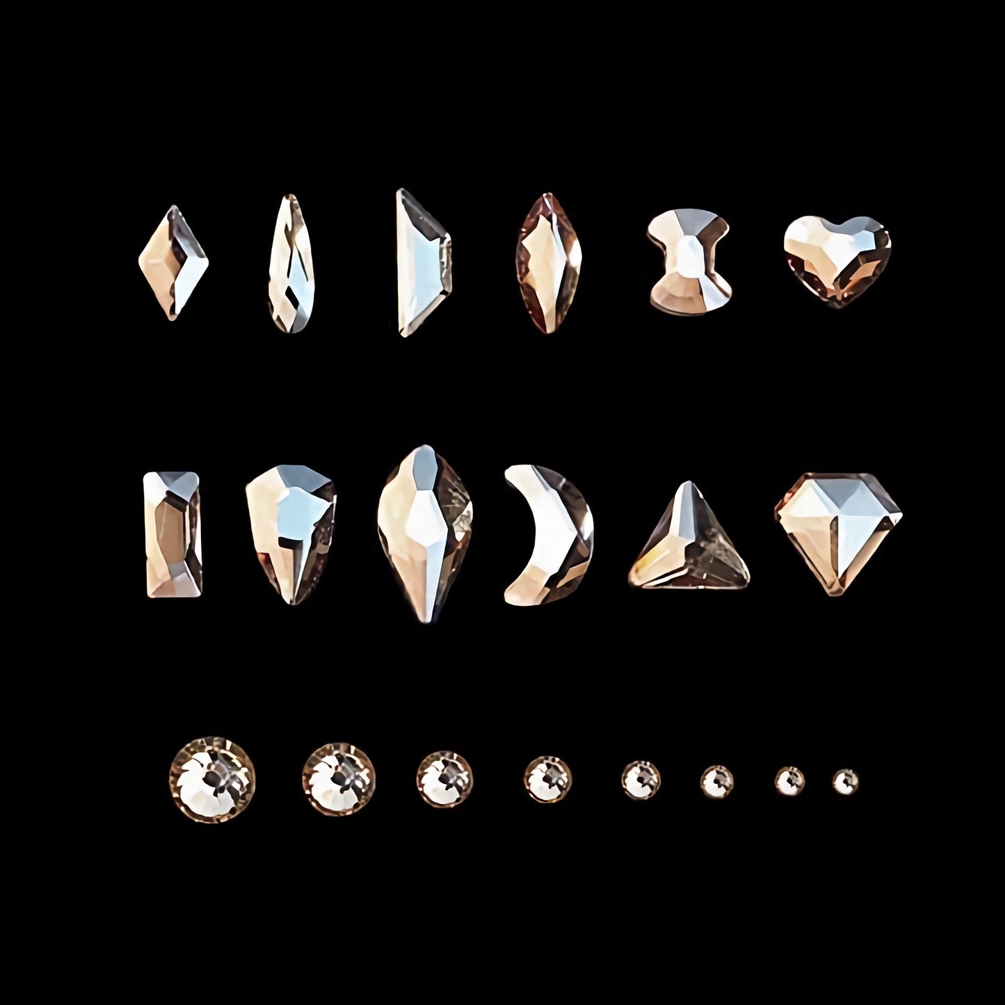 Yzzseven 12 Types of 600 Champagne Diamonds + 2500 Flat Rhinestones Mix 20 Styles Flatback DIY Crafts Rhinestone Crystals 3D Ornament‌s Flat Back Stones Set + Tweezers + Drill Pen