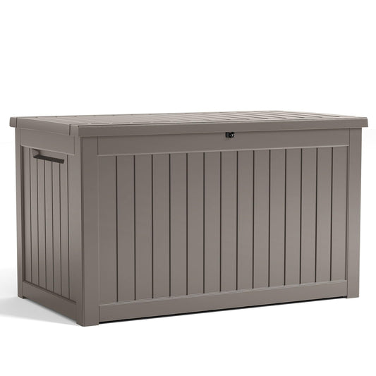 KFY 280 Gallon Outdoor Storage Box Waterproof, Resin Lockable Deck Box with Lid, Large Capacity Weatherproof Container for Patio Furniture Pool Accessories, Cushions(Grey, 280 Gallon)