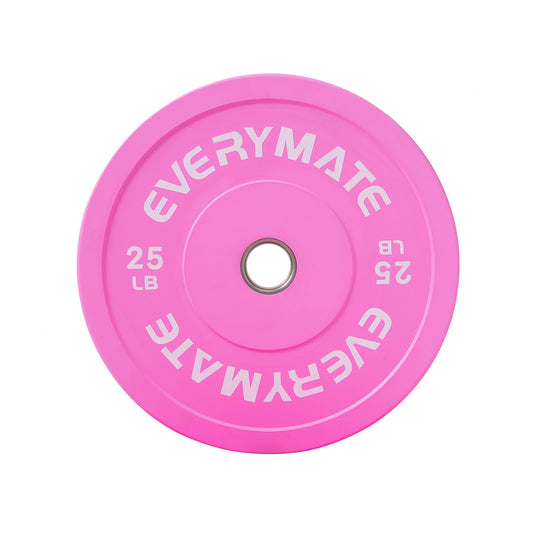 EVERYMATE 25LB Olympic Bumper Plates Pink Bumper Plates Set Weight Plates for Cross Training and Olympic Weightlifting, 2 Inch Bumper Plates,1 Bumper Plate