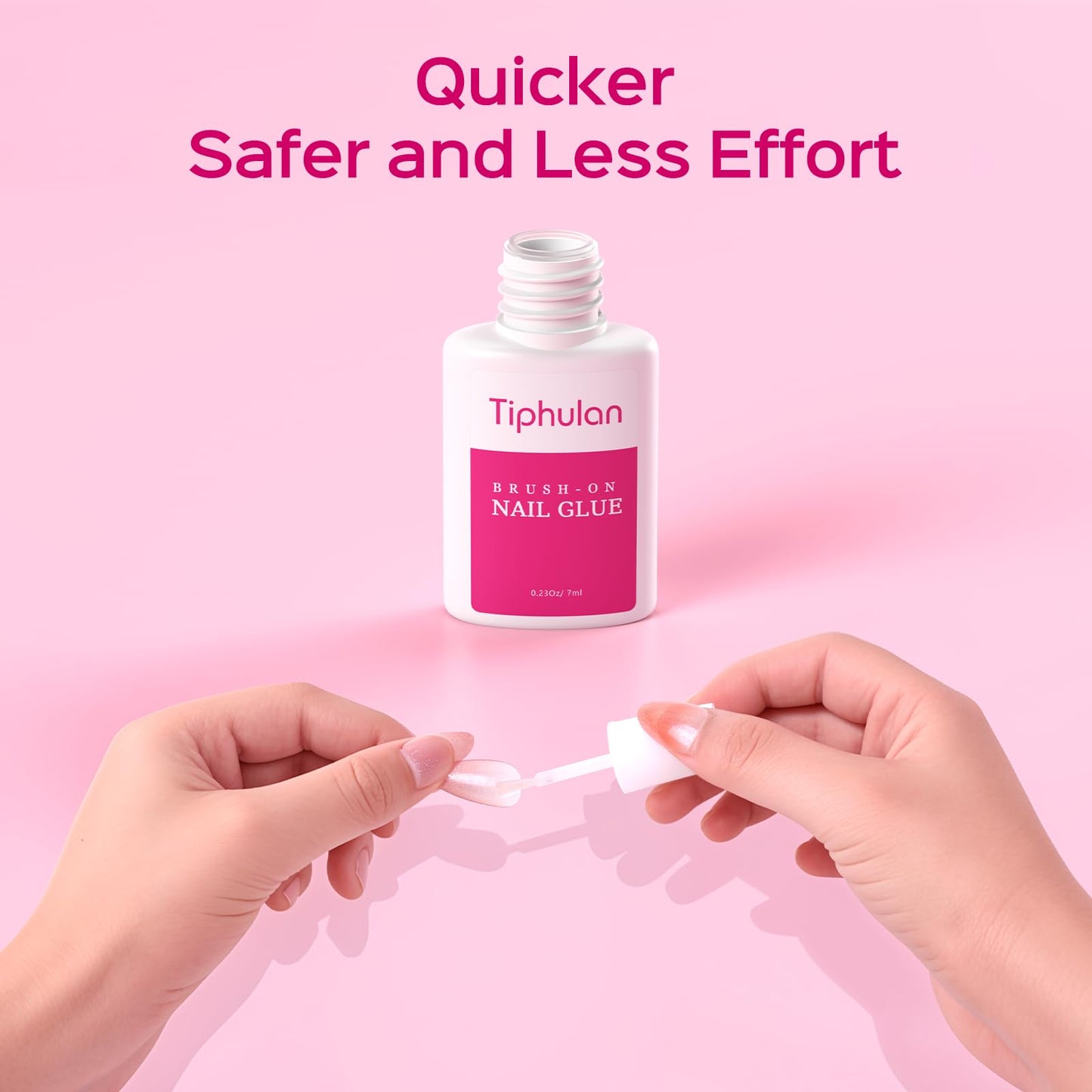 TIPHULAN 42ml Brush On Nail Glue for Press On, Acrylic Nails - Super Strong, Durable & Long-Lasting, Mess Free, Travel Friendly, 1.38 oz(6PCS)