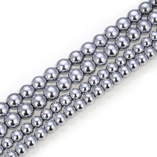 40pcs Adabele Grade A Natural Hematite White Gold Platinum Plated Healing Gemstone 10mm Round Loose Beads Gem Stone Spacer for DIY Craft Jewelry Making GFC-E10