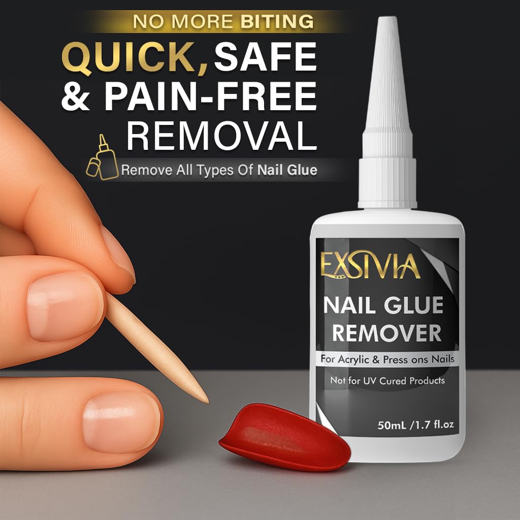 Super Strong 2nd Generation Nail Glue (10ml) & Acetone-Free Remover (50ml) with Cuticle Pushers, Essential Press-On Nail Kit, Quick Dry, Long-Lasting Bond, No UV Lamp Needed