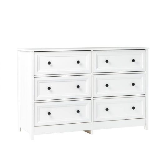 Walker Edison Tahnee 6-Drawer Solid Wood Dresser, 47 Inch, White
