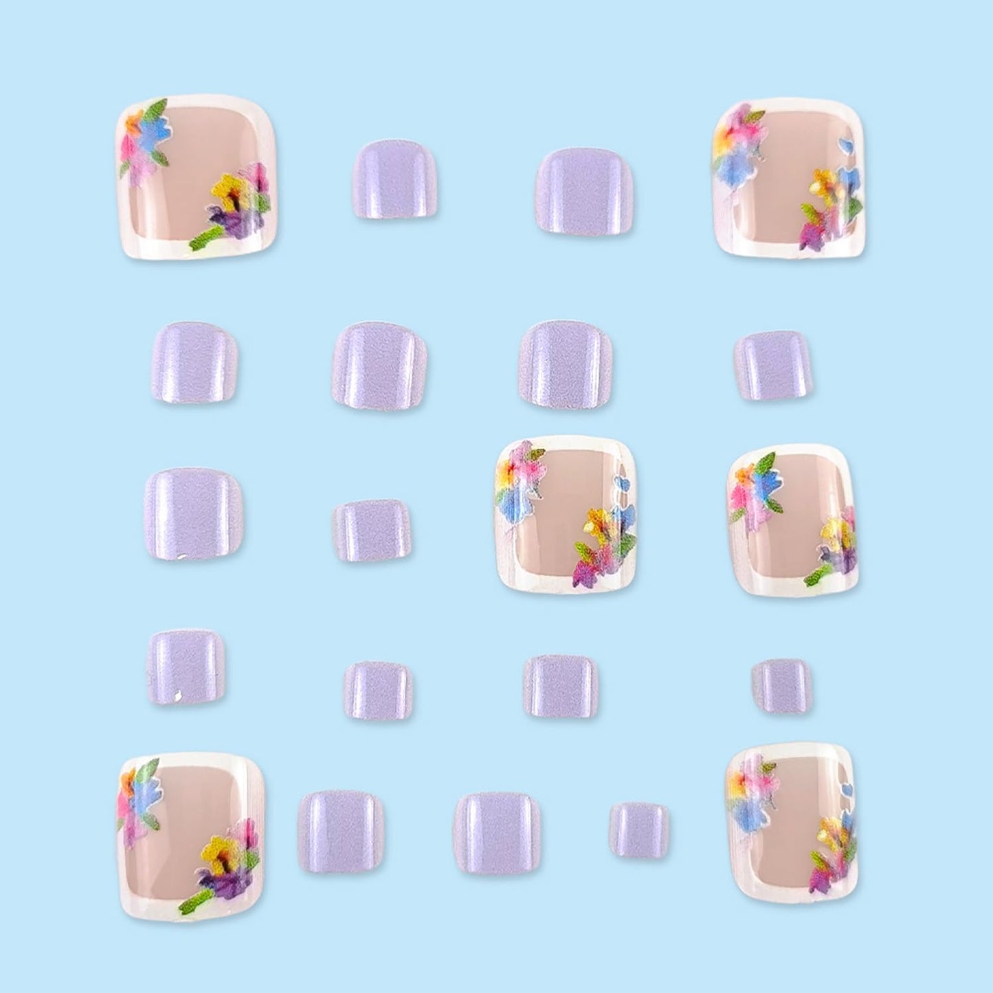 FIEONCIY Press on Toenails with Designs Acrylic Fake Nails for Toe Artificial False Nails with Charms Glue on Toe Nails for Spring Summer Stick on Toenails for Women Girls(JY168)