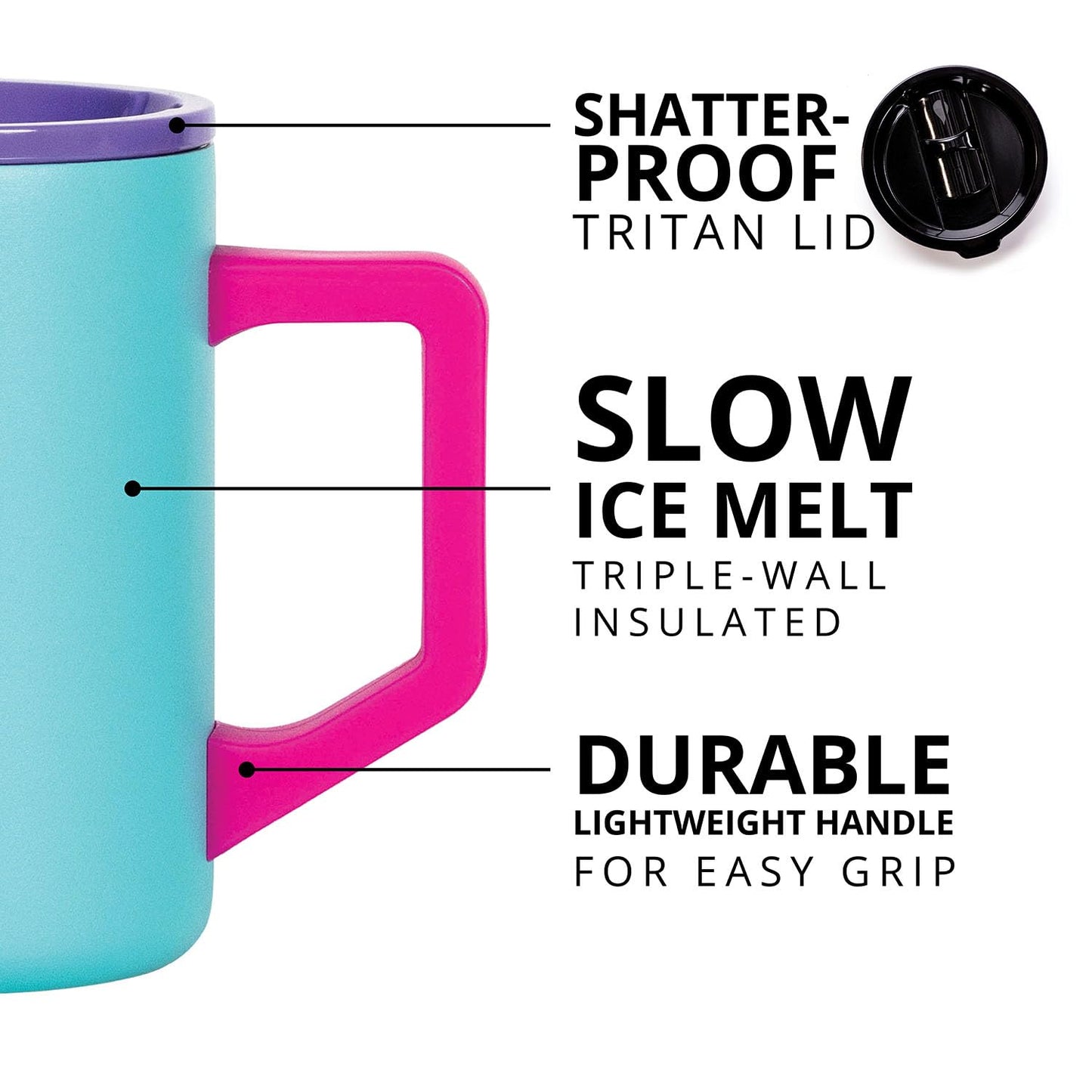 Elemental Insulated Coffee Mug - Triple-Wall Stainless Steel Summit Travel Cup for Hot and Cold Drinks - Thermal Coffee Mug with Lid and Handle for Camping, Office & Trave 16oz - Blue Tie Dye