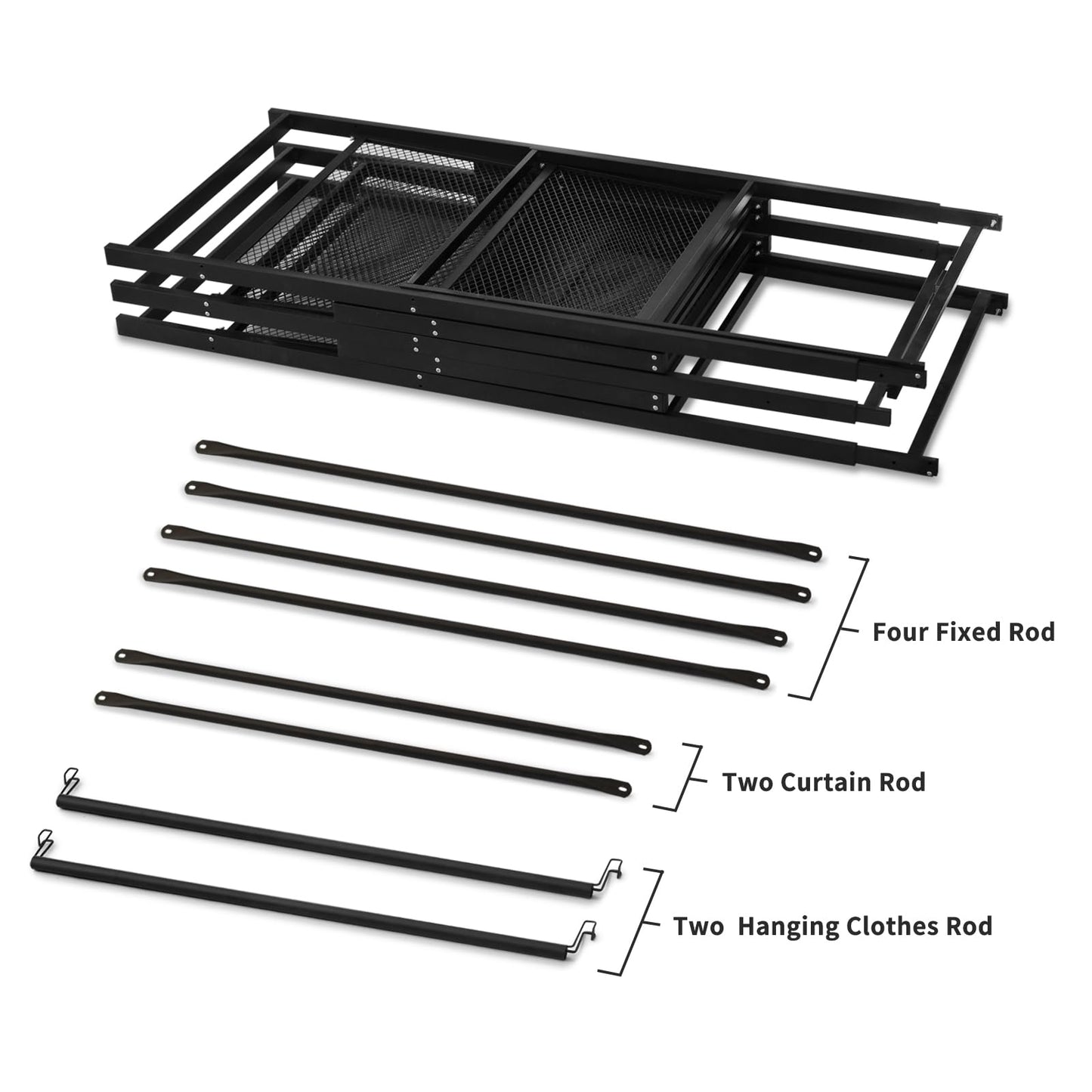 Portable Closet Rack Heavy-Duty Foldable Garment Racks with Cover 1200lbs Enclosed Wardrobe Closet with Independent Area for Hanging Clothes Storaging of Bedding (66in*20in*67in)