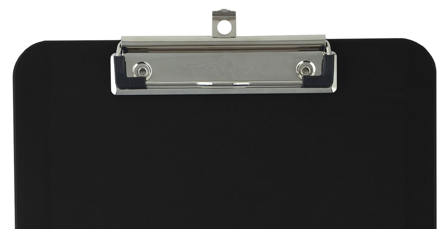 Trade Quest Plastic Clipboard Opaque Color Letter Size Low Profile Clip (Pack of 12) (Black)