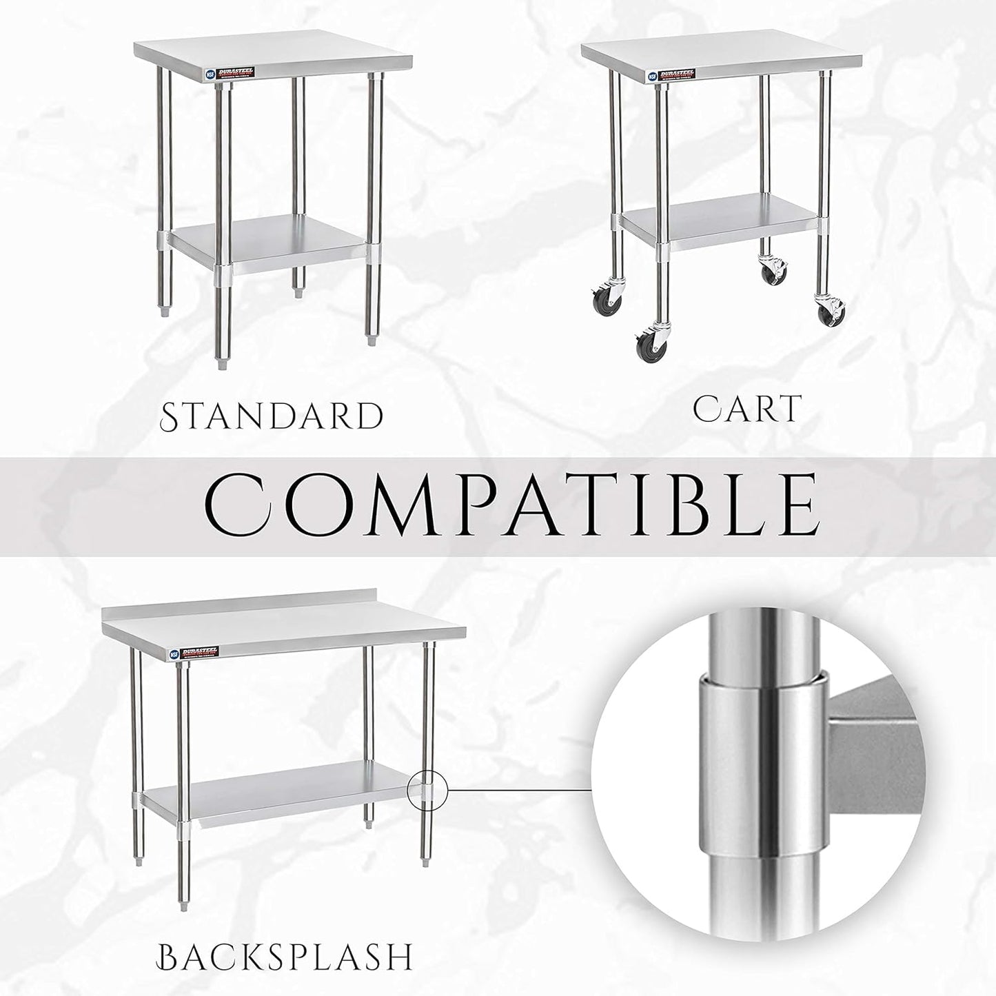 DuraSteel Galvanized Under Shelf for Work Tables - Extra Adjustable Lower Shelf for 24" x 24" Stainless Steel and Wooden Worktables - Fits for use in Restaurant, Warehouse, Home, Kitchen, Garage