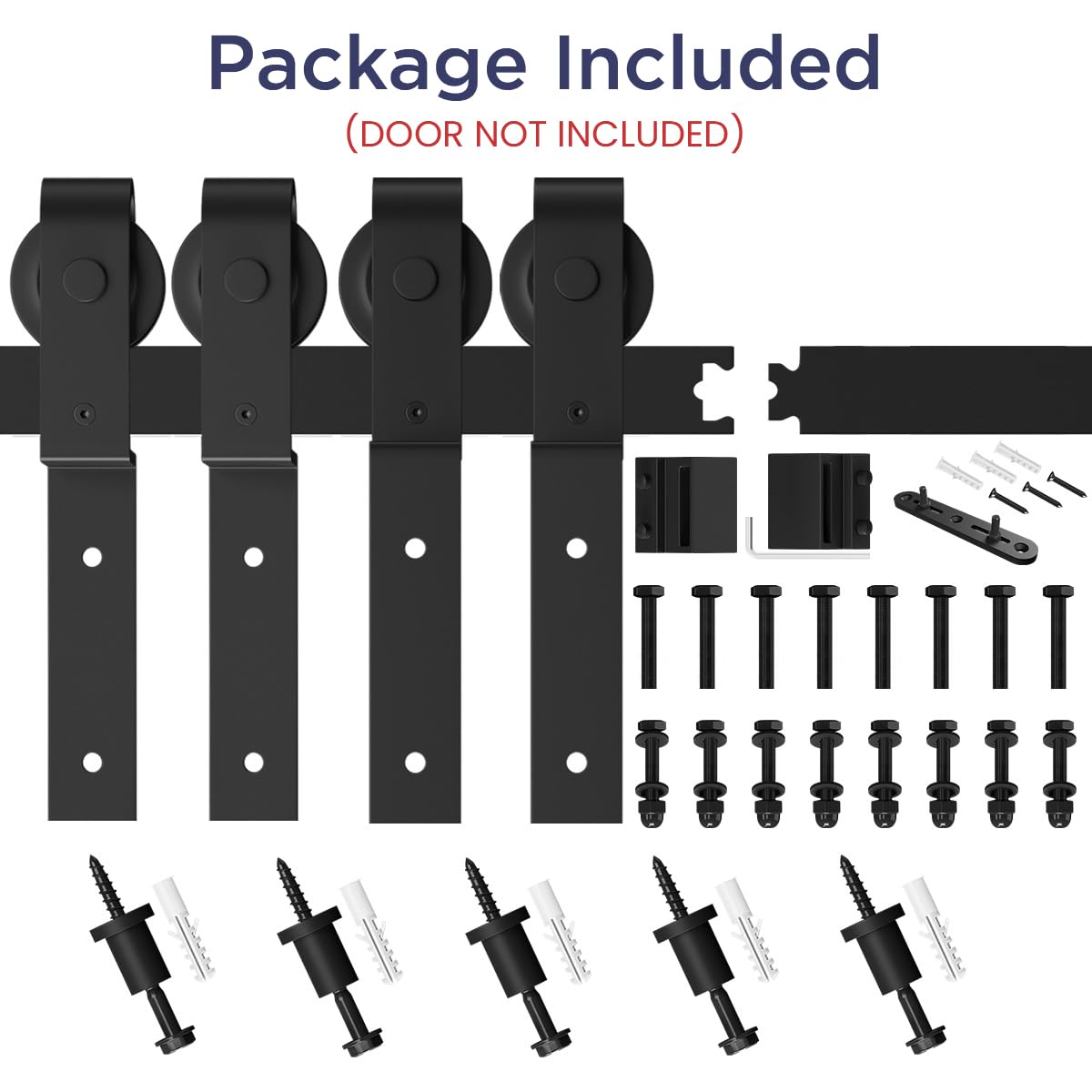 SMARTSTANDARD 6.6 Feet Bypass Sliding Barn Door Hardware Kit - for Double Wooden Doors-Single Track - Smoothly & Quietly - Easy to Install-Fit 67" Opening