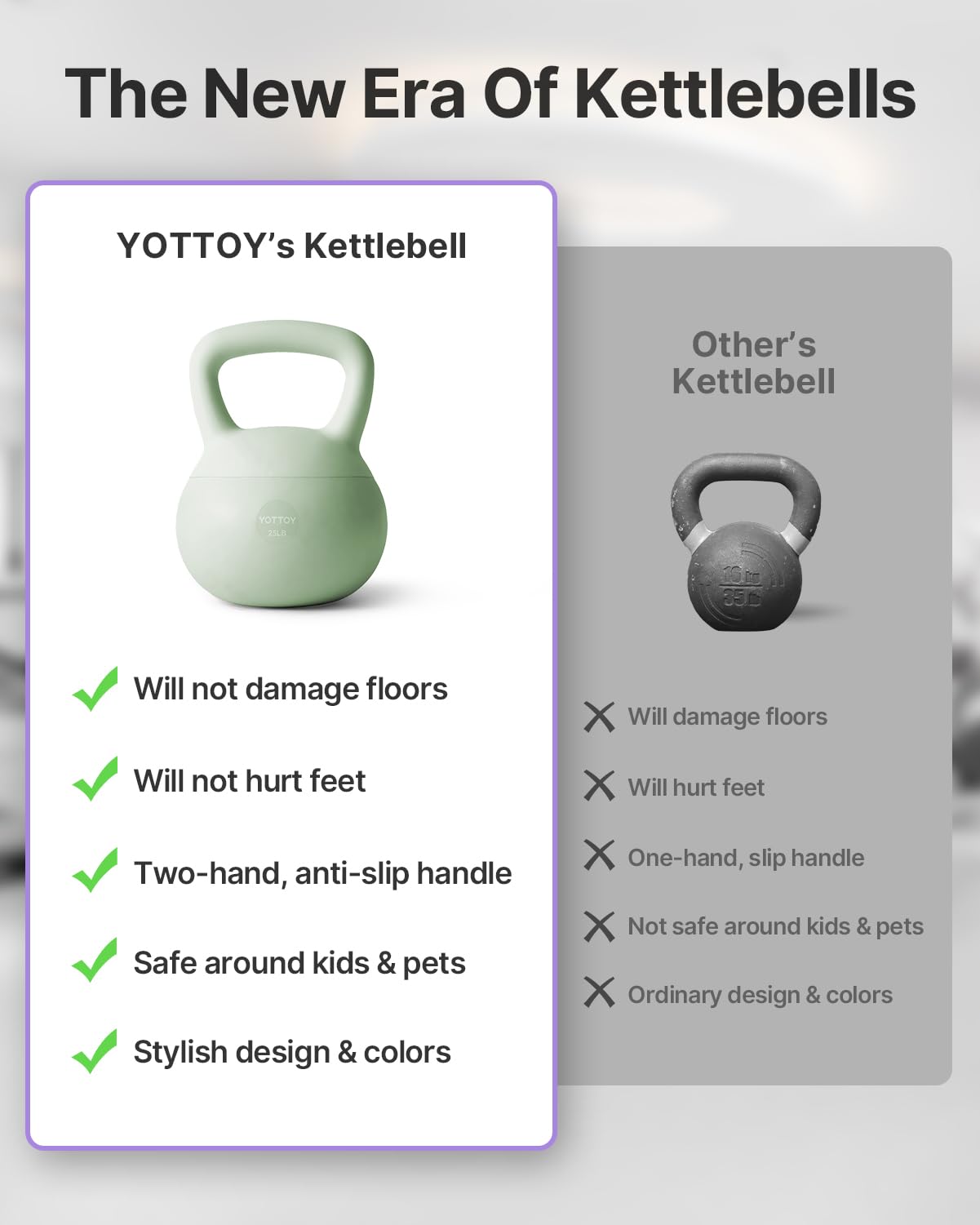 YOTTOY Soft Kettlebell,Kettlebell Anti-Slip Grip Weight for Home Workouts, Kettlebells Set Strength and Safety Guaranteed (Green, 15 LB)