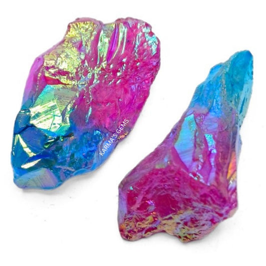 Crystals, Rocks, Jade, Crystals and Healing Stones, Witchcraft Supplies, Healing Crystals, Stones, Healing Stones, Rock Collection, Agate, Raw Stones (Rose - Aqua Aura Quartz, 2 Pcs)